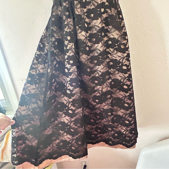 Vintage 90s Y2K Black Lace Satin Dress size M - Picture 4 of 13